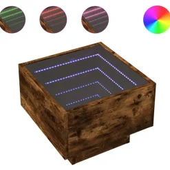 vidaXL Table d'appoint et LED chêne fumé 40x40x30 cm bois d'ingénierie
