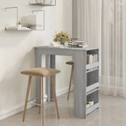 vidaXL Table de bar avec rangement sonoma gris bois d'ingénierie