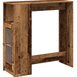 vidaXL Table de bar avec étagères vieux bois bois d'ingénierie