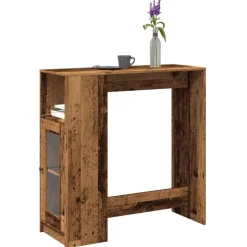vidaXL Table de bar avec étagères vieux bois bois d'ingénierie