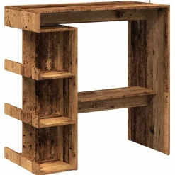 vidaXL Table de bar étagère de rangement vieux bois 100 x 48 x 101,5cm