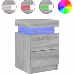vidaXL Table de chevet avec lumières LED sonoma gris 35x39x55 cm