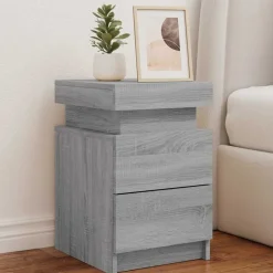 vidaXL Table de chevet avec lumières LED sonoma gris 35x39x55 cm