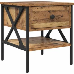 vidaXL Table de chevet avec tiroir Bois ancien 40 x 42 x 45 cm