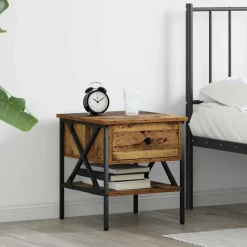 vidaXL Table de chevet avec tiroir Bois ancien 40 x 42 x 45 cm