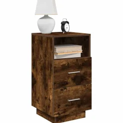 vidaXL Table de chevet avec 2 tiroirs chêne fumé 36x36x68 cm
