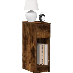 vidaXL Table de chevet avec tiroir chêne fumé 20x36x60 cm