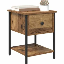 vidaXL Table de chevet avec tiroir 2 pcs Bois ancien 34 x 35,5 x 45 cm