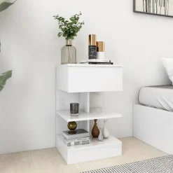 vidaXL Table de chevet Blanc brillant 40x35x65 cm Bois d’ingénierie