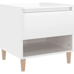 vidaXL Table de chevet Blanc brillant 50x46x50 cm Bois d’ingénierie