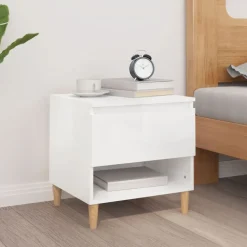 vidaXL Table de chevet Blanc brillant 50x46x50 cm Bois d’ingénierie