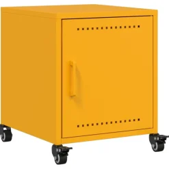 vidaXL Table de chevet jaune moutarde 36x39x43,5 cm acier
