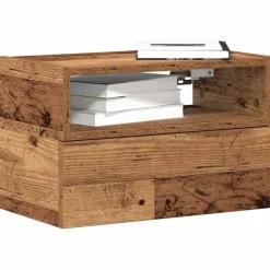 vidaXL Table de chevet murale vieux bois 45x26x28,5 cm