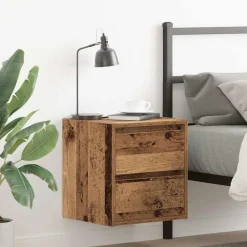 vidaXL Table de chevet murale vieux bois 38x34x40 cm