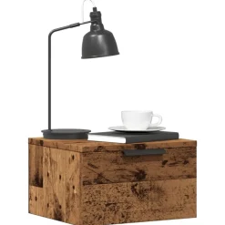 vidaXL Table de chevet murale vieux bois 34x30x20 cm