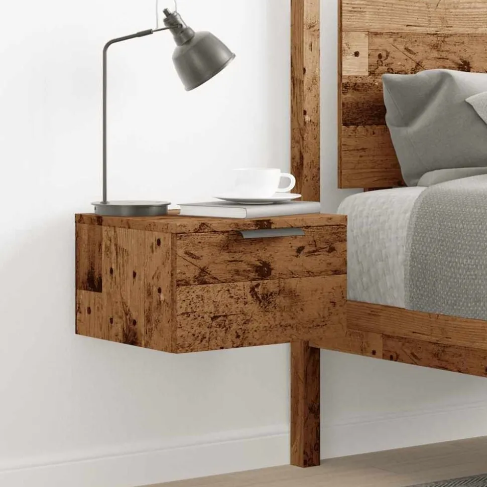 vidaXL Table de chevet murale vieux bois 34x30x20 cm