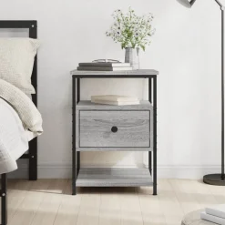 vidaXL Table de chevet sonoma gris 40x42x56 cm bois d'ingénierie