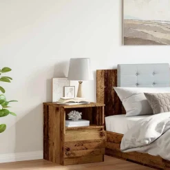 vidaXL Table de chevet vieux bois 40x40x50 cm bois d’ingénierie