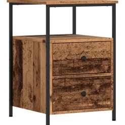 vidaXL Table de chevet vieux bois 34x35,5x50 cm bois d’ingénierie