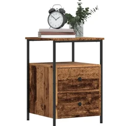 vidaXL Table de chevet vieux bois 34x35,5x50 cm bois d’ingénierie