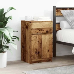 vidaXL Table de chevet vieux bois 39x35x65 cm bois d’ingénierie
