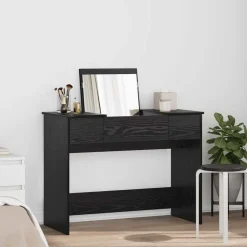vidaXL Table de cosmétiques avec tiroir Chêne noir 100 x 45 x 76 cm