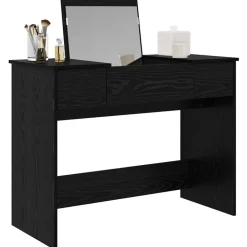 vidaXL Table de cosmétiques avec tiroir Chêne noir 100 x 45 x 76 cm