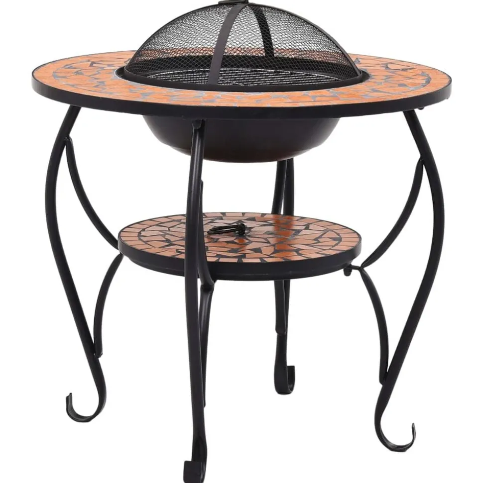 vidaXL Table de foyer mosaïque Terre cuite 68 cm Céramique