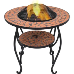 vidaXL Table de foyer mosaïque Terre cuite 68 cm Céramique