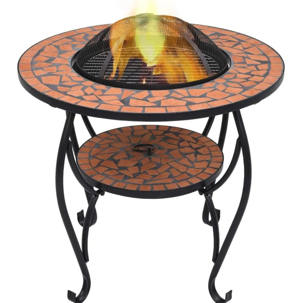 vidaXL Table de foyer mosaïque Terre cuite 68 cm Céramique