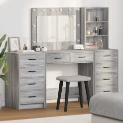 vidaXL Table de Toilette 3 pcs Gris Sonoma Bois d'ingénierie