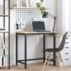 vidaXL table Naturel 80 x 50 x 77 cm Bois d'ingénierie et acier