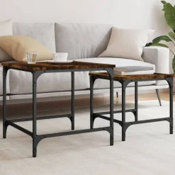 vidaXL Tables basses gigognes 2 pcs chêne fumé bois d'ingénierie