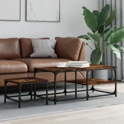 vidaXL Tables basses gigognes 2 pcs chêne fumé bois d'ingénierie