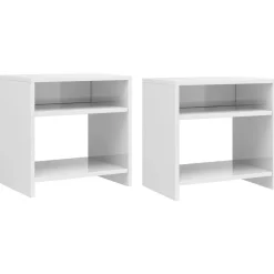 vidaXL Tables de chevet 2pcs Blanc brillant 40x30x40cm bois ingénierie