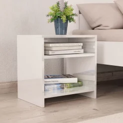 vidaXL Tables de chevet 2pcs Blanc brillant 40x30x40cm bois ingénierie