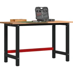 vidaXL Établi marron clair 140x60x81,5 cm bois de chêne massif