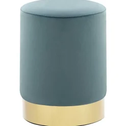 vidaXL Tabouret Bleu clair et doré Velours 28 x 36 cm