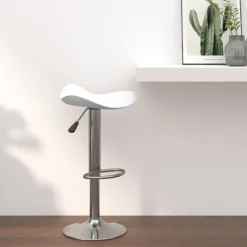 vidaXL Tabouret de bar Blanc Acier chromé et cuir artificiel