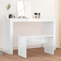 vidaXL Tabouret de toilette Blanc brillant70x35x45cm Bois d'ingénierie