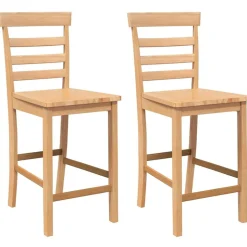 VidaXL Tabourets de bar 2 pcs naturel bois massif d'hévéa