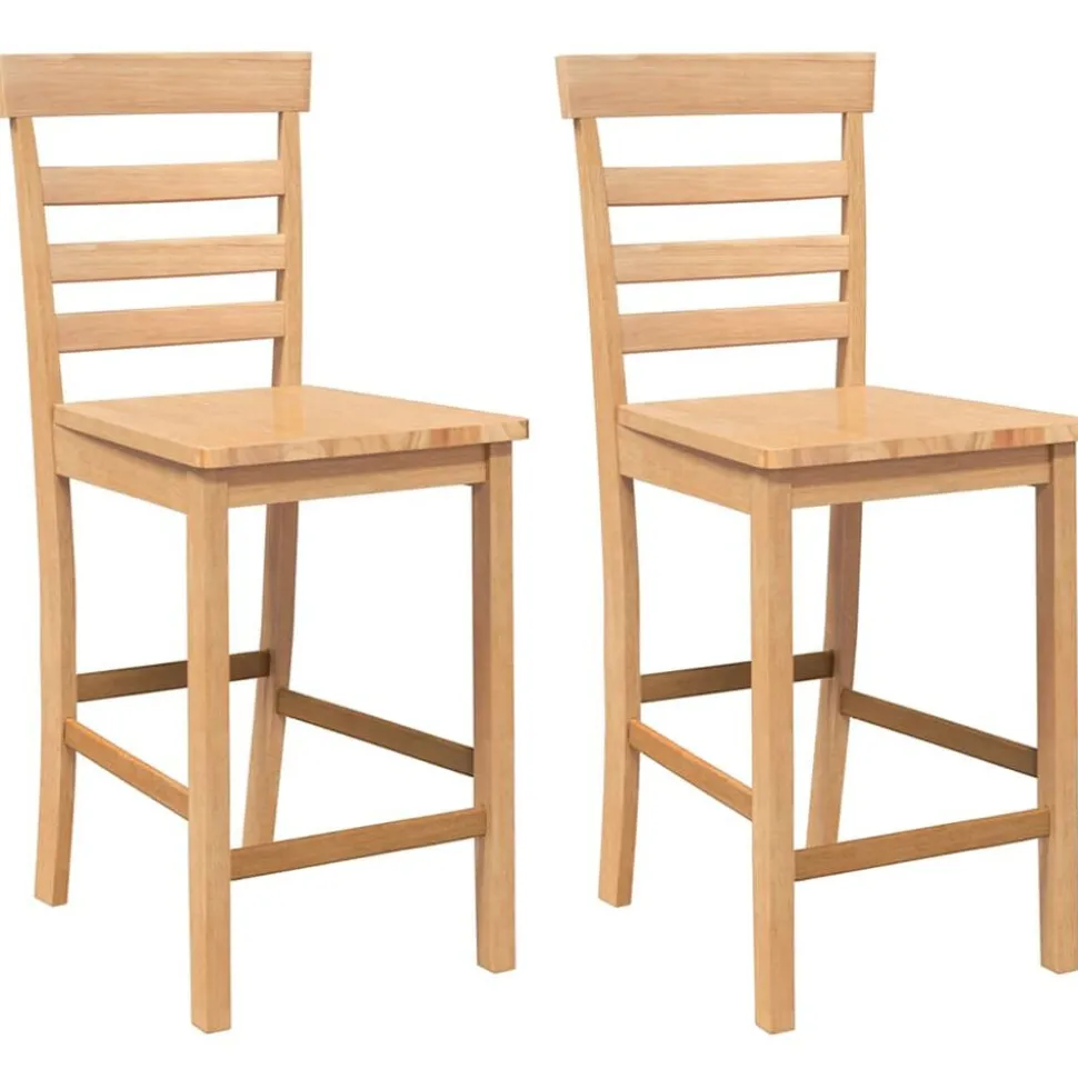 VidaXL Tabourets de bar 2 pcs naturel bois massif d'hévéa