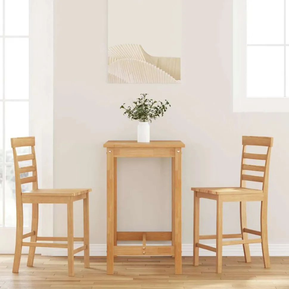 VidaXL Tabourets de bar 2 pcs naturel bois massif d'hévéa