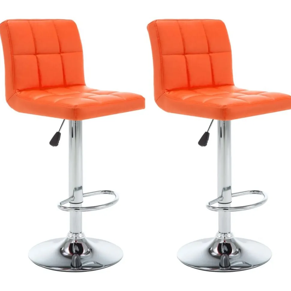 vidaXL Tabourets de bar lot de 2 orange similicuir