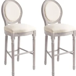 vidaXL Tabourets de bar lot de 2 blanc lin