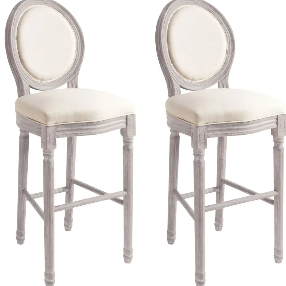vidaXL Tabourets de bar lot de 2 blanc lin