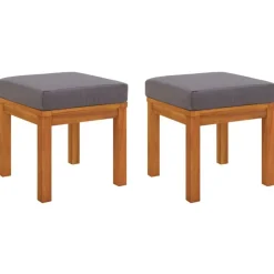 vidaXL Tabourets de jardin et coussins lot de 2 Acacia solide