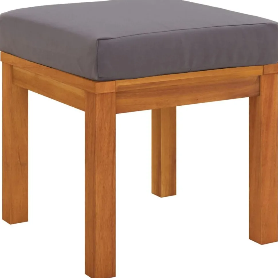 vidaXL Tabourets de jardin et coussins lot de 2 Acacia solide