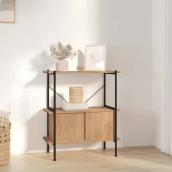vidaXL Étagère à 3 niveaux armoire 80x40x92 cm Acier bois d'ingénierie