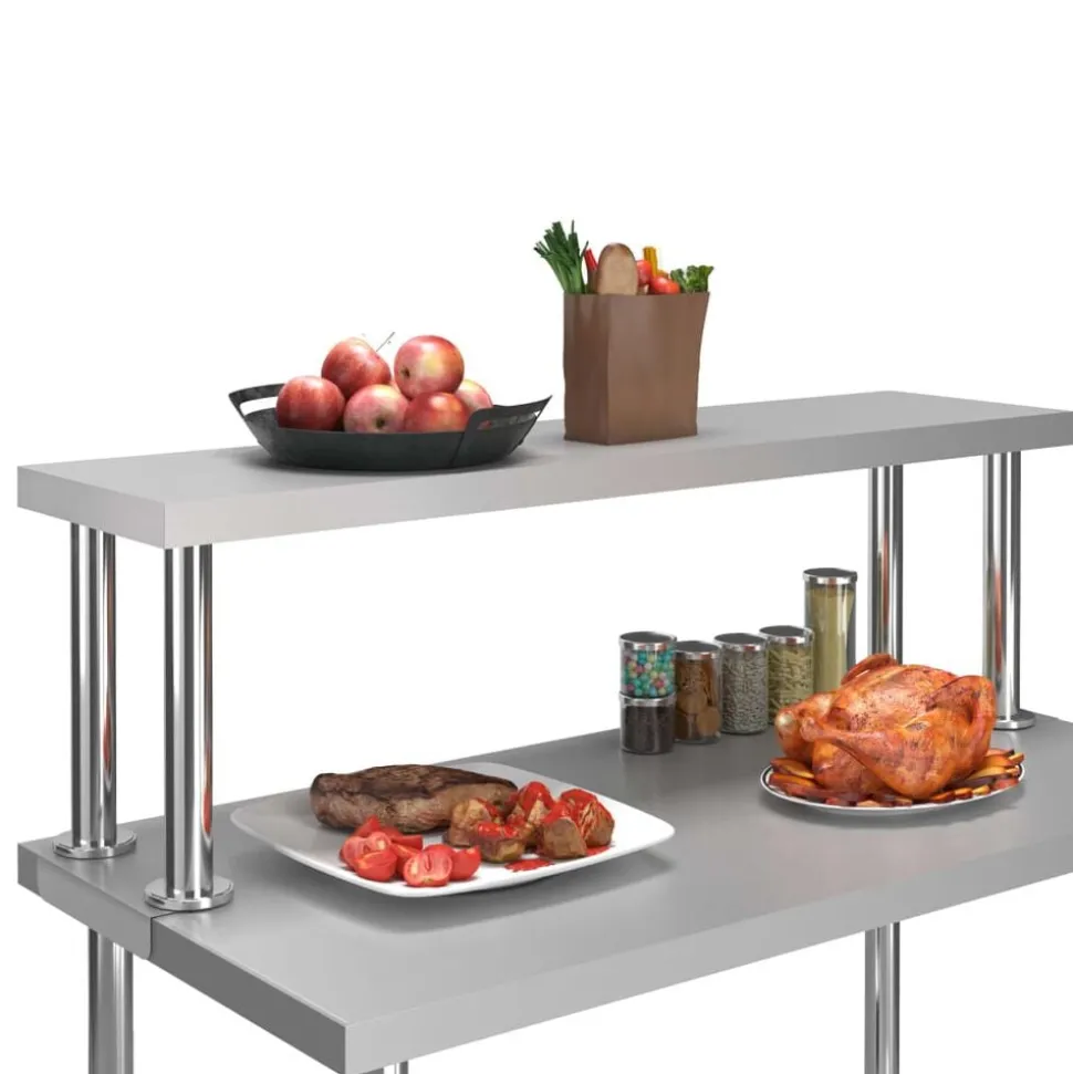 vidaXL Étagère de table de travail 120x30x35 cm Acier inoxydable
